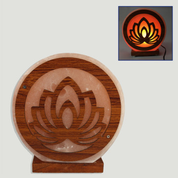 Lampe à sel avec bois 3D. Fleur de lotus. 19x7x20cm. 4Kg.