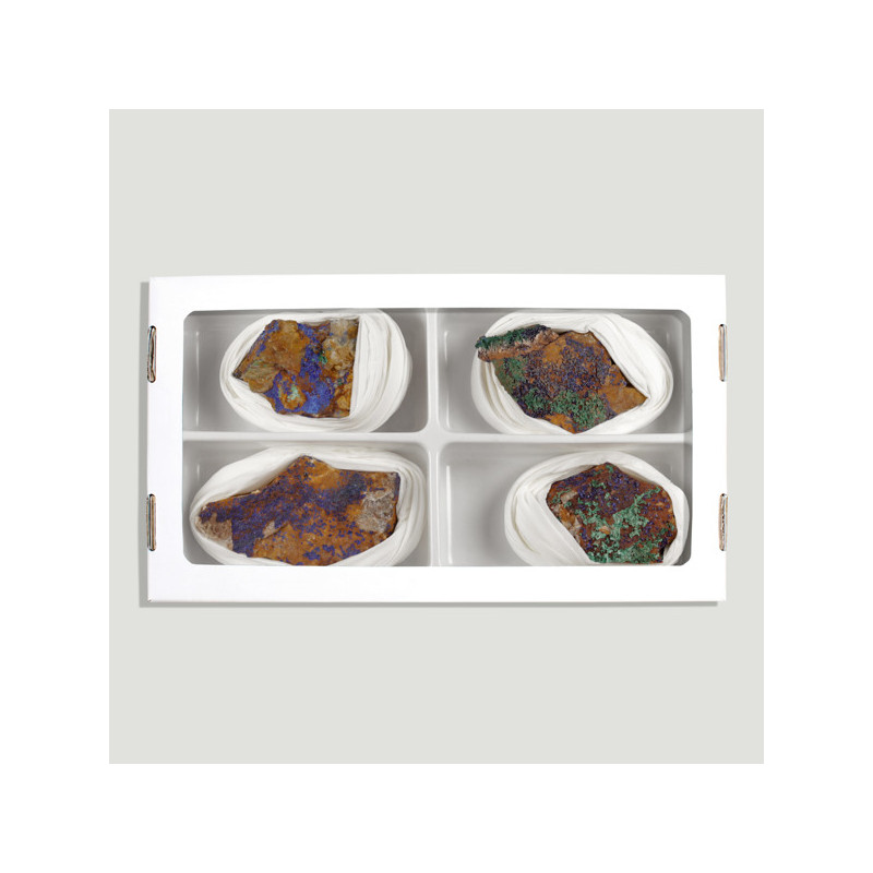 Azurite-Malachite Bou Beker (Maroc). Boîte 26x14 cm. (Al4) Azurite-Malachite Bou Beker (Maroc). Boîte 26x14 cm. (Al4)
