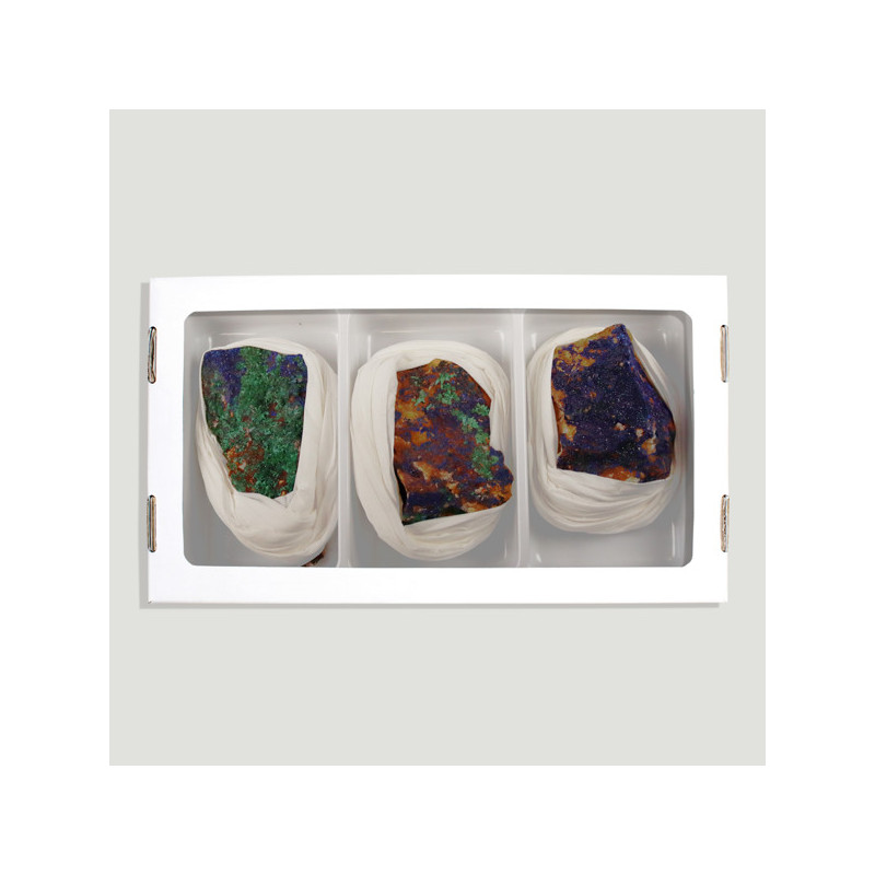 Azurite-Malachite. Bou Beker (Maroc). Boîte 26x14 cm. (Al3) Azurite-Malachite. Bou Beker (Maroc). Boîte 26x14 cm. (Al3)