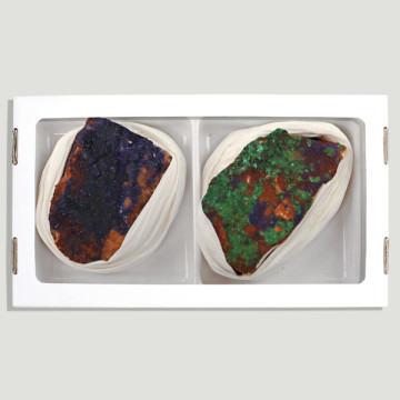 Azurite-Malachite Bou Beker (Moroc). Box 26x14 cm. (Al2)