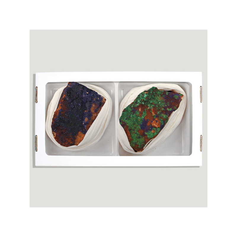 Azurite-Malachite Bou Beker (Moroc). Box 26x14 cm. (Al2) Azurite-Malachite Bou Beker (Moroc). Box 26x14 cm. (Al2)
