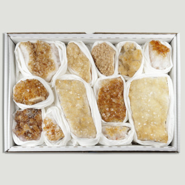 Citrine Druse 5.5-6.7cm approx. Box 39x26x5 cm.