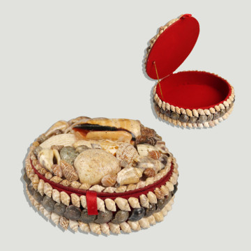 Caja conchas redonda. 13 cm aprox