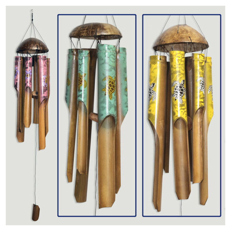 Mobile bamboo coconut tubes 40cm. Assorted colored turtles. 50cm Mobile bamboo coconut tubes 40cm. Assorted colored turtles. 50cm