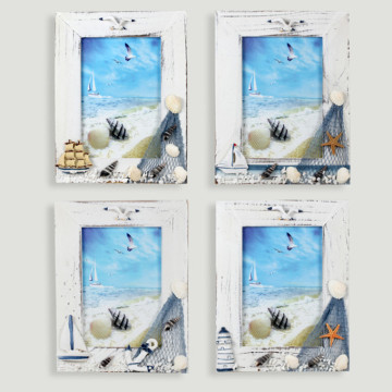 Nautical wooden photo frame. 15x20cm. Photo: 9x14cm