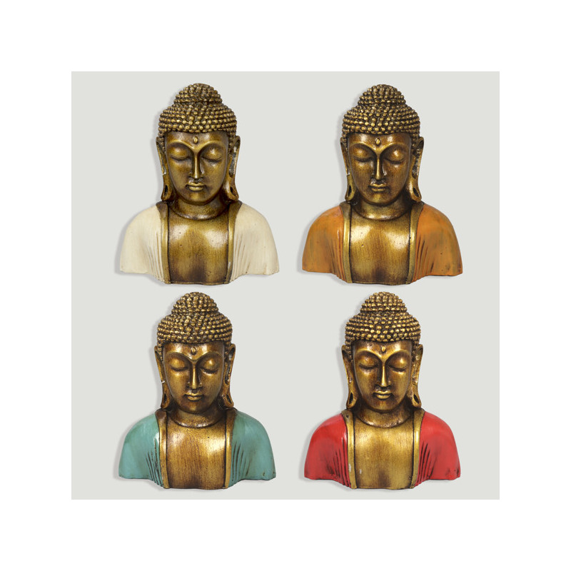 Resin Buddha bust. Assorted colors. 15x8x18cm. Resin Buddha bust. Assorted colors. 15x8x18cm.