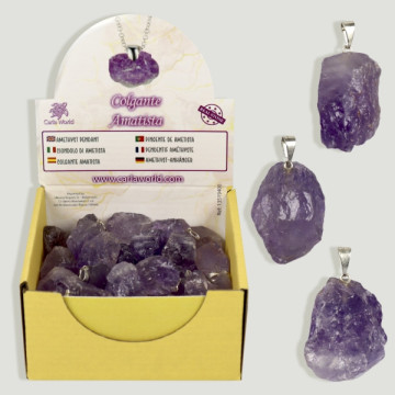 Raw Amethyst Pendant Display