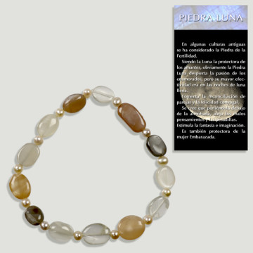 PEDRA DA LUA COLORIDA. Pulseira Mineral e PÉROLA. Formas irregulares.