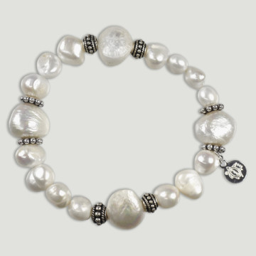 SKADE silver Bracelet. Pearl. Between parts silver