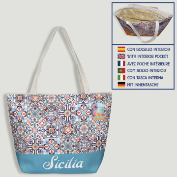Beach bag. Rope handle. Sicily 01. 50cm