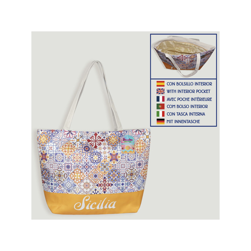 Beach bag. Rope handle. Sicily 03. 50cm Beach bag. Rope handle. Sicily 03. 50cm