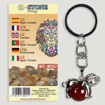 Gancho 117. Llavero silverplated. Horóscopo Leo. Carneola