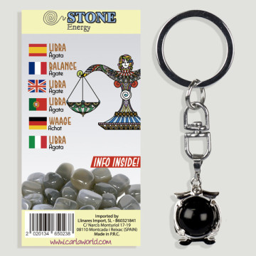 Gancho 119. Llavero silverplated. Horóscopo Libra. Ágata