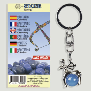 Gancho 121. Llavero silverplated. Horóscopo Sagitario. Calcedonia