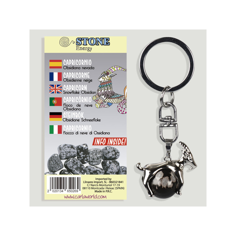 Hook 122. Silverplated key ring. Capricorn Horoscope. snowy obsidian Hook 122. Silverplated key ring. Capricorn Horoscope. snowy obsidian