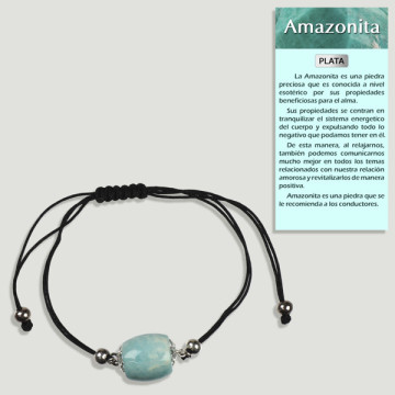 AMAZONITA. Pulsera cordón con plata