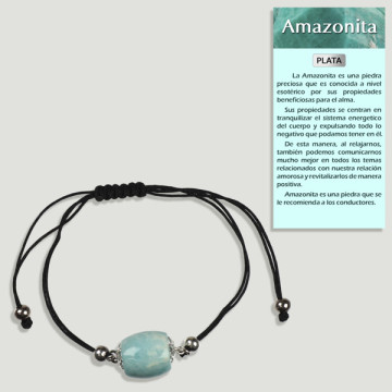 AMAZONITA. Pulseira de cordão com prata