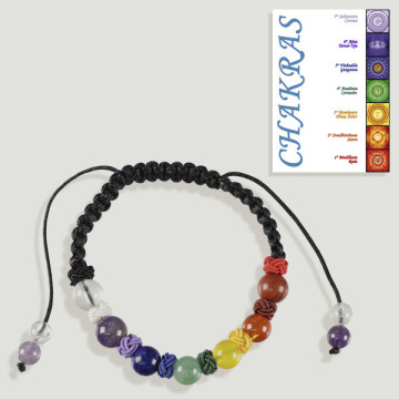 CHAKRA. Pulsera cordón macramé. Bolas 8mm