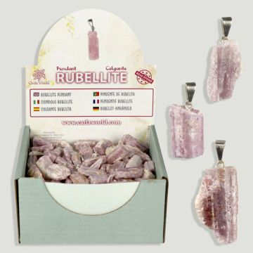 Raw Rubellite Pendant Display