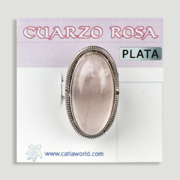 Bague en argent ouvert. Quartz rose. De 6 à 10gr. (PRIX PAR GRAMME)