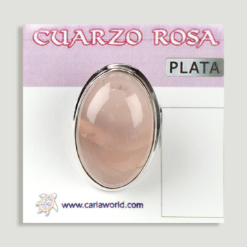 Bague en argent ouvert. Quartz rose. De 6 à 10gr. (PRIX PAR GRAMME)