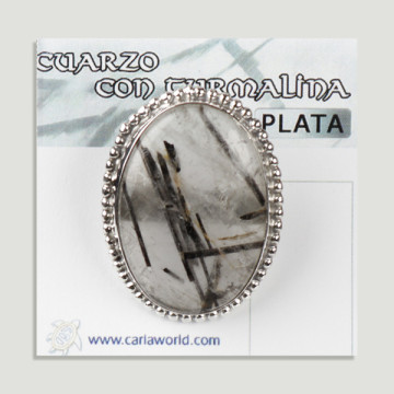 Anel de prata aberto. Tourmaline Quartz. De 6 a 8gr. (PREÇO POR GRAMA)