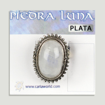 Anel de prata aberto. Moonstone. De 7 a 10gr. (PREÇO POR GRAMA)