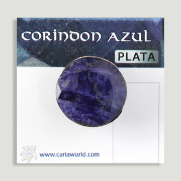 Bague en argent ouvert. Corindon bleu. De 6 à 10gr. (PRIX PAR GRAMME)