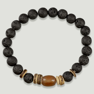 LAVA STONE. Pulseras de lava con Ágata Cornalina y coco. 