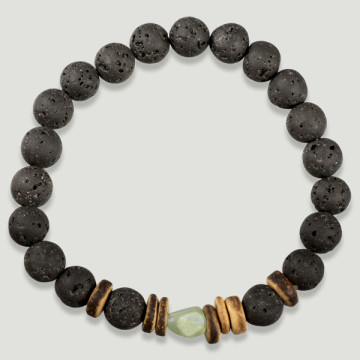 LAVA STONE. Lava bracelets with Fluorite and coconut.