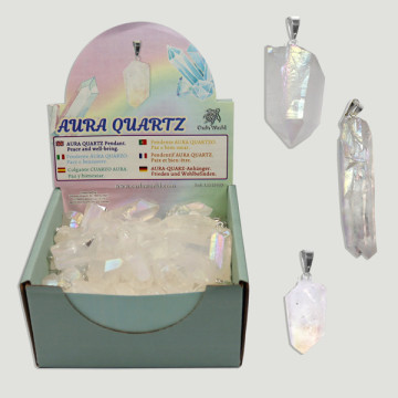 AURA QUARTZ. Colgante puntas Cuarzo Aura. 