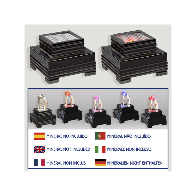 Plastic base with color changing light. Base 7.5cm. Top 5x5cm Plastic base with color changing light. Base 7.5cm. Top 5x5cm