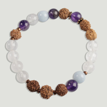 REMPLACEMENT. Bracelet Rudraksha. Bracelet graines et minéraux de 8 mm. PAIX