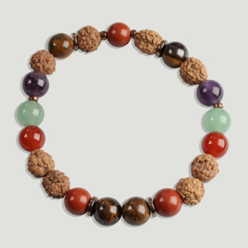 REMPLACEMENT. Bracelet Rudraksha. Bracelet graines et minéraux de 8 mm. PASSION