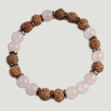 REMPLACEMENT. Bracelet Rudraksha. Bracelet graines et minéraux de 8 mm. AMOUR