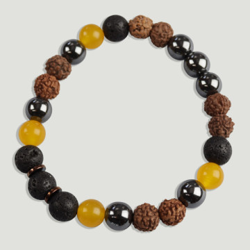 REMPLACEMENT. Bracelet Rudraksha. Bracelet graines et minéraux de 8 mm. FÉLICITÉ