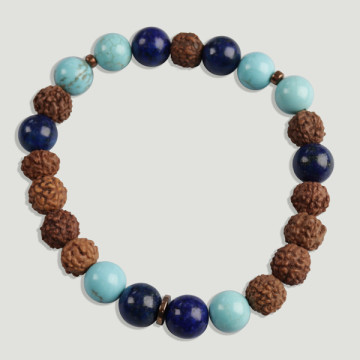 REMPLACEMENT. Bracelet Rudraksha. Bracelet graines et minéraux de 8 mm. FORCER