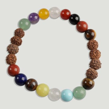 REMPLACEMENT. Bracelet Rudraksha. Bracelet graines et minéraux de 8 mm. ÉQUILIBRE