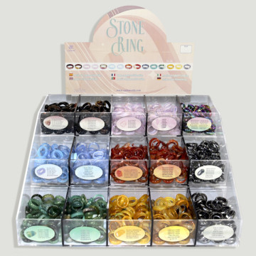 STONE RINGS. Expositor anillos ágata/hematite (900uds)