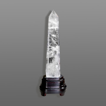 Polished glass tip. Wooden base. 46x10 cm