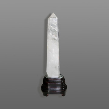 Polished glass tip. Wooden base. 44x9 cm