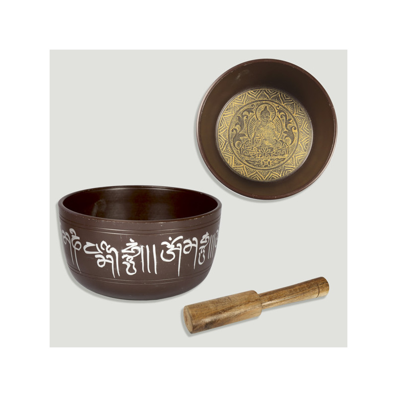 Cuenco tibetano de latón con relieve Buda. 16,5cm aprox Cuenco tibetano de latón con relieve Buda. 16,5cm aprox