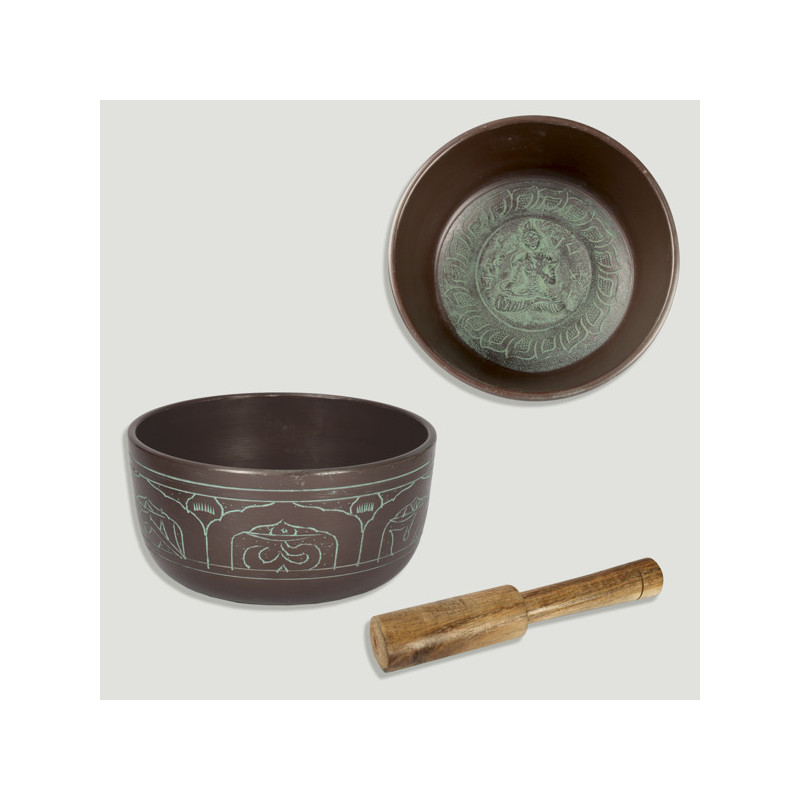 Cuenco tibetano de latón con relieve Tara. 16,5cm aprox Cuenco tibetano de latón con relieve Tara. 16,5cm aprox