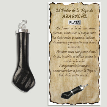 FIGA ou MÃO PODEROSA. Pendente Prata Jet 10x30mm