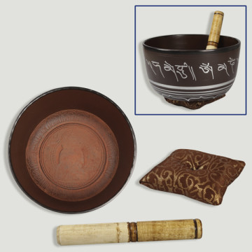 Aluminum Buddha bowl+mallet+cushion. 20cm