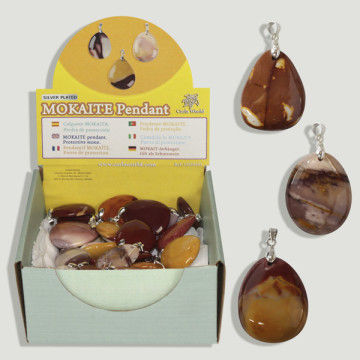 MOKAITE Pendant. Silver plated mokaite cabochon pendant
