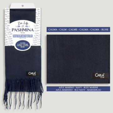 Gancho 02. Pashmina 100% Poliéster. 68x172cm. Color: Azul Marino. Modelo: Calma