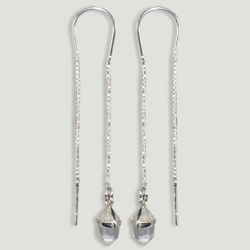 Pendientes PLATA. Punta. Cuarzo Cristal