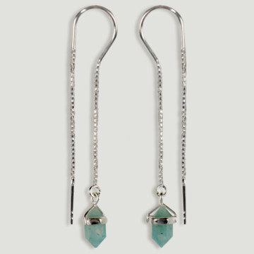 SILVER Earrings. Point. Amazonite