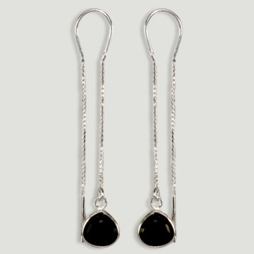 Pendientes PLATA. Lágrima. Ónix Negro
